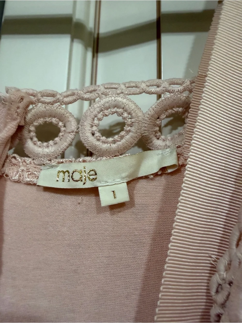 MAJE Revi Sleeveless Pink Eyelet Fit-and-Flare Dress (121)